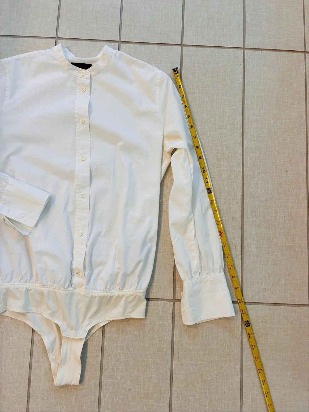J. Crew White Cotton Riund Collar Button-Down Bodysuit Shirt 4